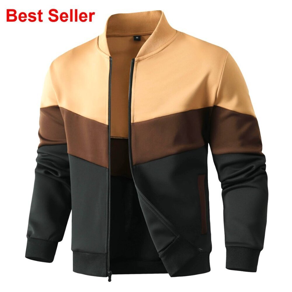 Lightweight Bomber Jacket Color Block Varsity Coat Casual